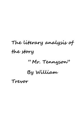 ﻿تحلیل ادبی داستان آقای تنیسون توسط ویلیام Trevor