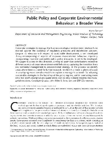 سیاست های عمومی و رفتار Corp Env