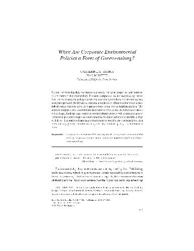 When Are Corp Env سیاست نوعی از شستشوی سبز را می دهد