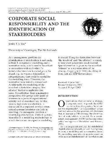 ﻿CSR و شناسایی ذینفعان