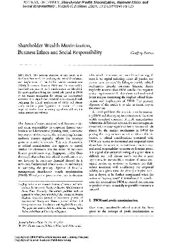 ﻿حداکثر سازی ثروت سهامداران، BE و SR