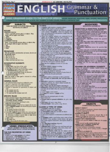 Таблица - Evans-Marshall Shelley. Barcharts Quick Study Guides English, Grammar and Punctuation