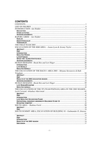 گزارش بایگانی Çatalhöyük 2003-2010