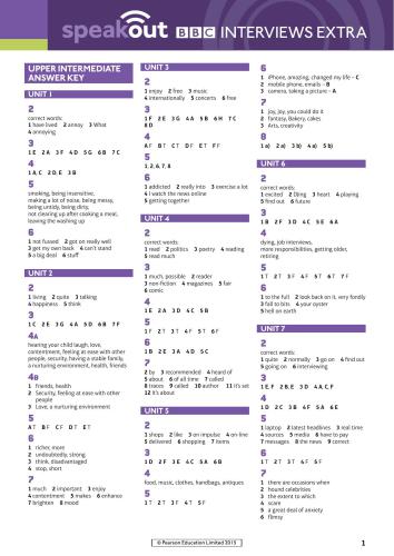 ﻿Speakout Upper Intermediate. مصاحبه های بی بی سی اضافی. ویدئو و کاربرگ. واحد 1-3