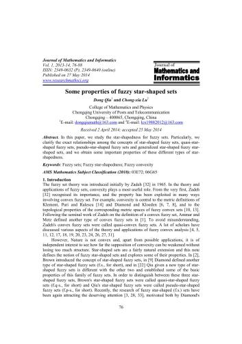 ﻿برخی از خصوصیات مجموعه های فازی شکل ستاره ای