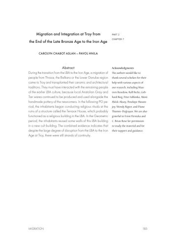 ﻿مهاجرت و ادغام در تروی از اواخر عصر برنز تا عصر آهن