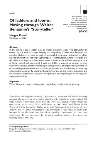 ﻿از نردبان و بافندگی. گذر از «داستان‌سرای» والتر بنجامین