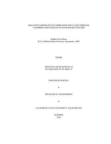 ﻿مدل‌سازی بالستیک از دست دادن حرارت احتراق از طریق محفظه‌ها و نازل‌های موتورهای موشک جامد