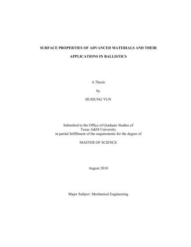 ﻿خواص سطحی مواد پیشرفته و کاربردهای آنها در بالستیک