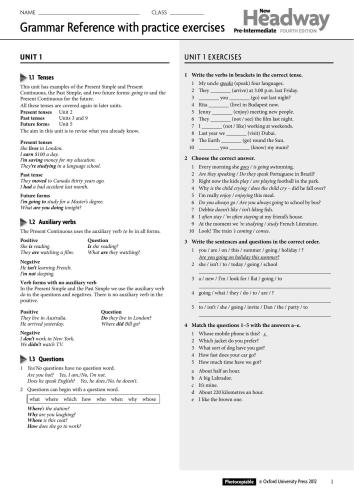 ﻿وظیفه گرامر Headway pre-intermediate ویرایش چهارم