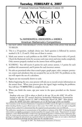 ﻿مسابقه ریاضیات آمریکایی 10A (AMC 10) 2007