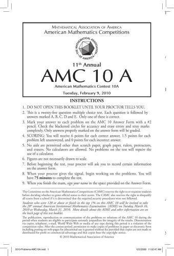 ﻿مسابقه ریاضیات آمریکایی 10A (AMC 10) 2010