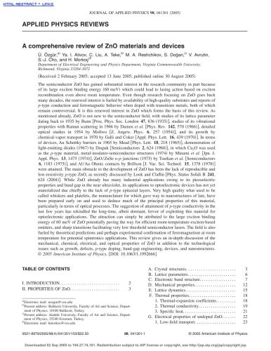 ﻿بررسی جامع مواد و دستگاه های ZnO