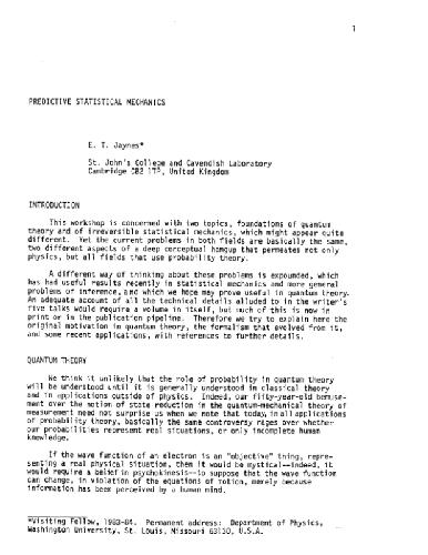 مکانیک آماری پیش بینی کننده