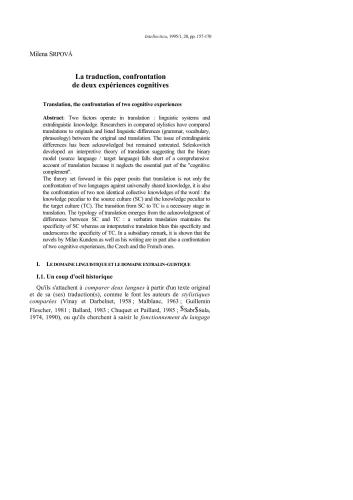 ﻿ترجمه، تقابل دو تجربه شناختی