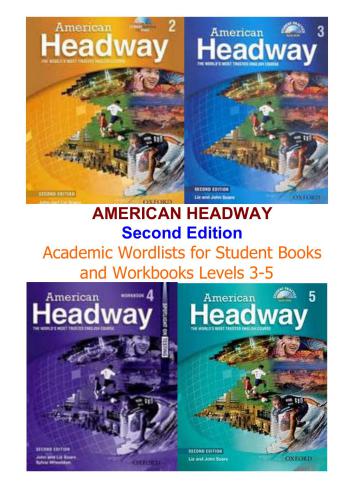 ﻿پیشروی آمریکایی. فهرست واژه های آکادمیک برای کتاب های دانشجویی و کتاب های کار. سطوح 3-5