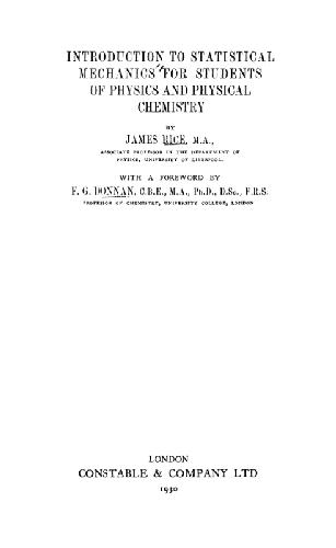 آشنایی با مکانیک آماری برای دانشجویان فیزیک و شیمی فیزیکی