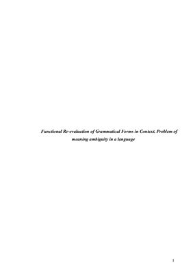 ﻿ارزیابی مجدد عملکردی فرم های دستوری در زمینه. مشکل ابهام معنا در یک زبان