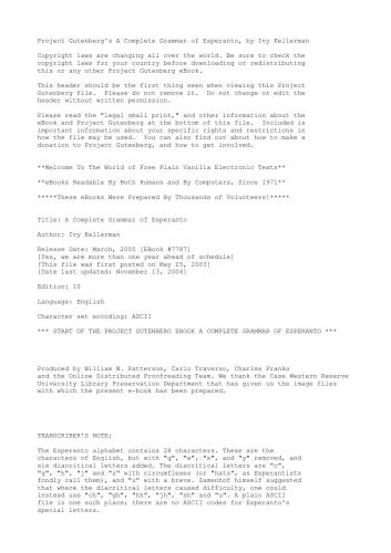 ﻿پروژه گوتنبرگ دستور زبان کامل اسپرانتو