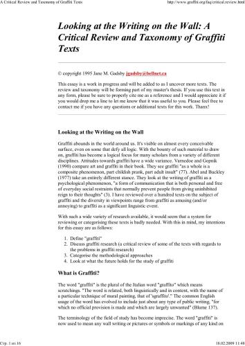 ﻿نگاهی به نوشته روی دیوار: بررسی انتقادی و طبقه بندی متون گرافیتی