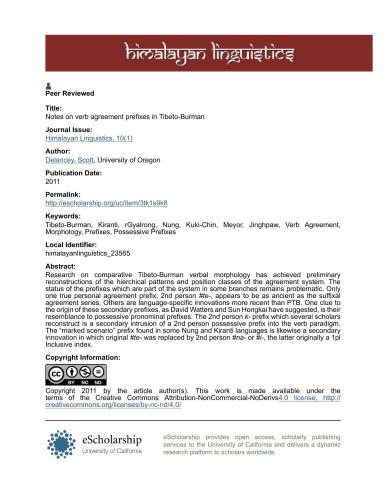 ﻿نکاتی در مورد پیشوندهای توافق فعل در تبتو-برمن