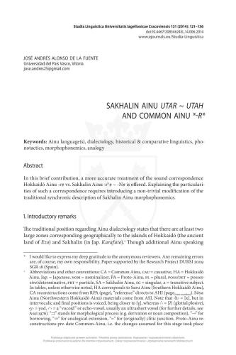 ﻿ساخالین آینو اوتار ~ یوتا و آینو رایج *-r*