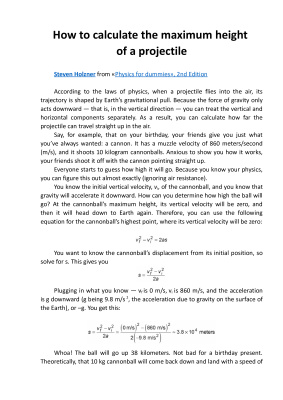 ﻿نحوه محاسبه حداکثر ارتفاع پرتابه