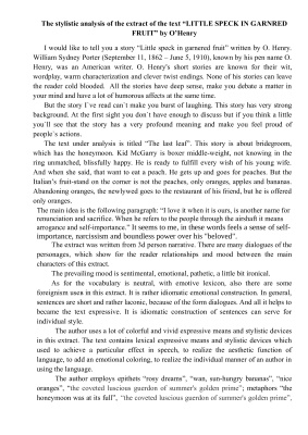 ﻿تحلیل سبکی عصاره ای از متن Little Speck in Garnered Fruit اثر O’Henry