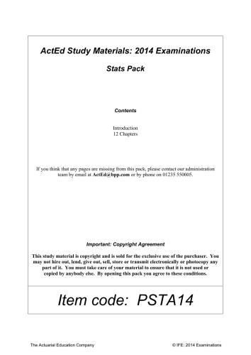 ﻿اکتچوئری CT Subjects ActEd (IFoA)