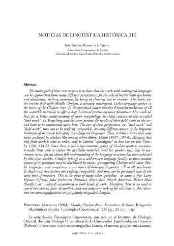 ﻿درباره زبان شناسی تاریخی چولیم میانه (به اسپانیایی)