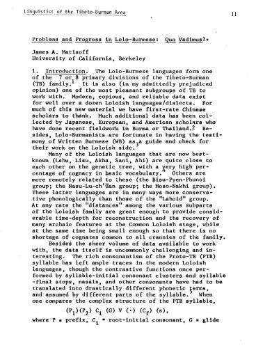 ﻿مشکلات و پیشرفت در زبان لولو-برمه ای: quo vadimus؟