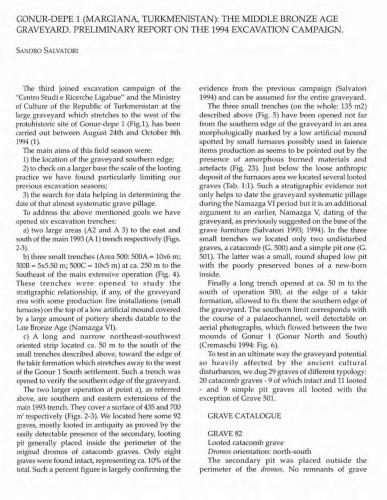 ﻿گونور-دپه 1 (مارگیانا، ترکمنستان): قبرستان عصر برنز میانه. گزارش مقدماتی عملیات کاوش در سال 1994