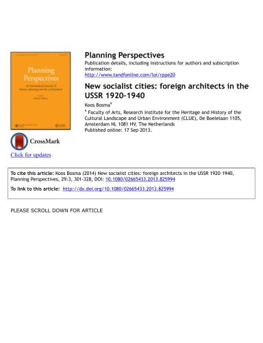 ﻿شهرهای جدید سوسیالیستی: معماران خارجی در اتحاد جماهیر شوروی 1920-1940