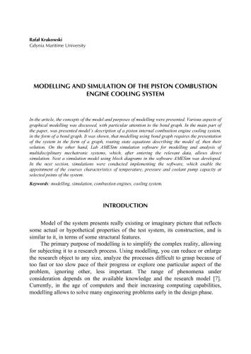 ﻿مدلسازی و شبیه سازی سیستم خنک کننده موتور احتراقی پیستونی