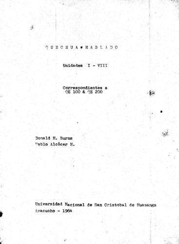 ﻿کچوا صحبت می شود. واحد I - VIII