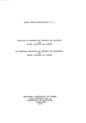 ﻿پسوندهای شخص در آیاکوچو کچوا. بند نسبی در Cajamarca Quechua