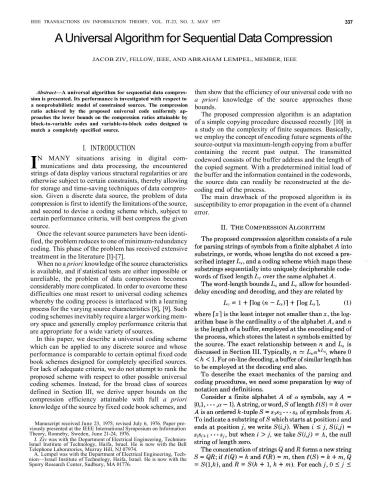 ﻿الگوریتم های جهانی برای فشرده سازی متوالی داده ها