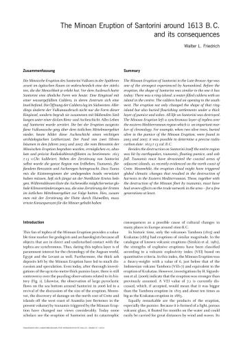 ﻿فوران مینوی سانتورینی در حدود 1613 قبل از میلاد و پیامدهای آن