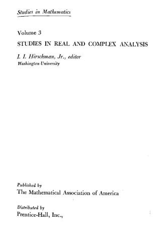 ﻿مطالعات در تحلیل واقعی و پیچیده