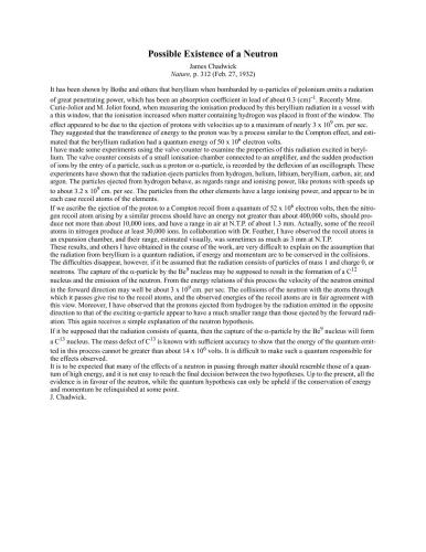 ﻿وجود احتمالی یک نوترون