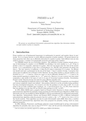 ﻿PRIMES در P است