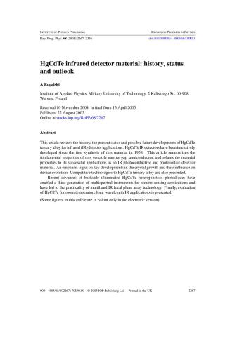 ﻿مواد آشکارساز مادون قرمز HgCdTe: تاریخچه، وضعیت و چشم انداز