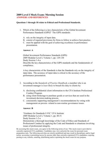 ﻿Schweser 2009 CFA آزمایشی صبح امتحان - پاسخ