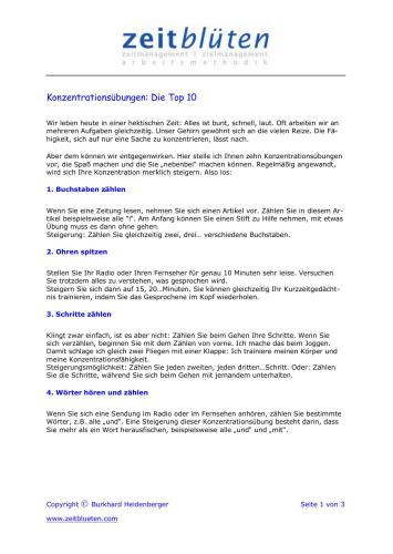 10 تمرین تمرکز