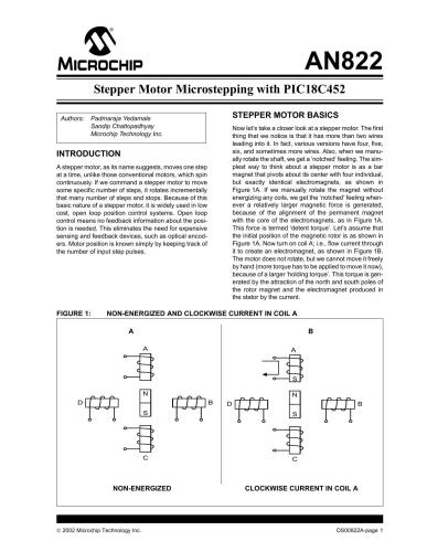 ﻿استپر موتور میکرو استپینگ با PIC18C452 Padmaraja Yedamale Sandip Chattopadhyay Microchip Technology Inc.