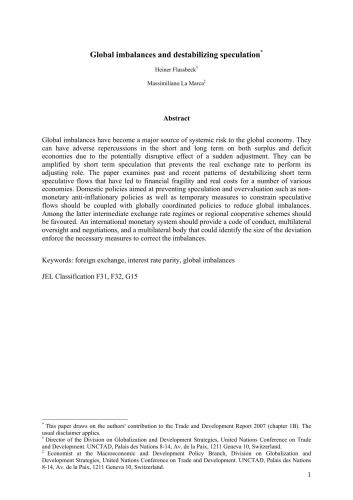 ﻿عدم تعادل جهانی و گمانه زنی های بی ثبات کننده