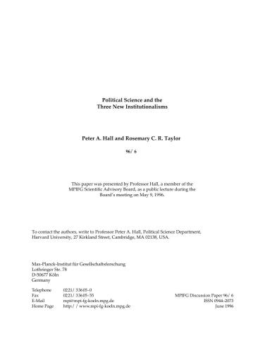 ﻿علوم سیاسی تیلور و سه نهادگرایی جدید