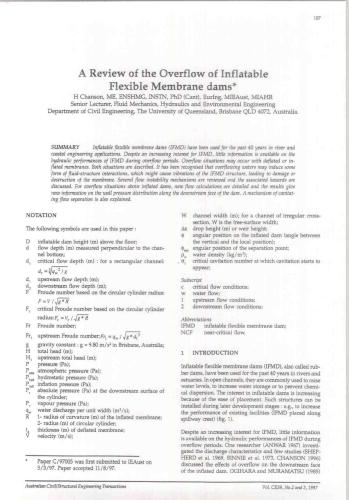 ﻿مروری بر سرریز سدهای غشای قابل انعطاف بادی