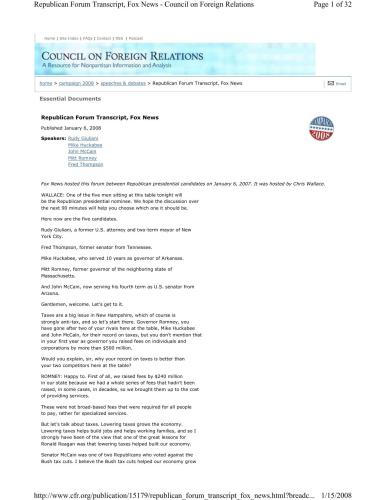 ﻿رونوشت انجمن جمهوری خواهان، فاکس نیوز