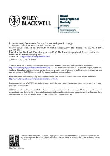 ﻿مشکل سازی ژئوپلیتیک: نظرسنجی، دولتمردی و استراتژی